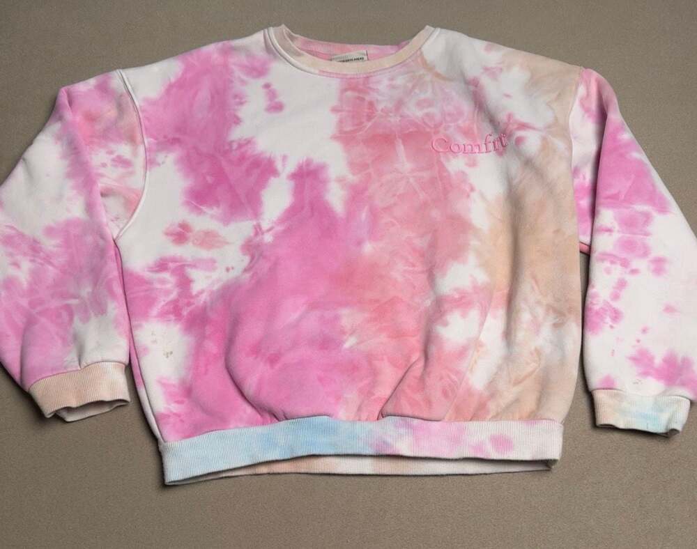 Comfrt Pink and Orange Tie-Dye Crewneck Sweatshirt